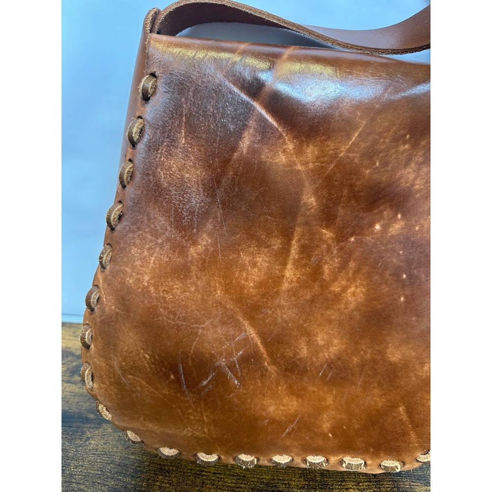 Whipstitch Tooled Leather Shoulder Bag Floral Boho Western Hippie Unbranded - Picture 15 of 16